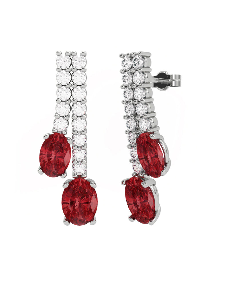 PENDIENTE ORO DIAMANTE 1,00 CT RUBI OVAL - CRESBER