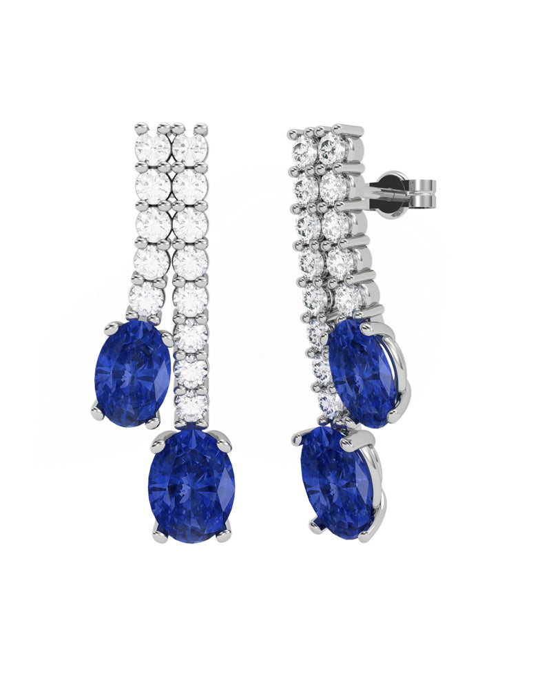 PENDIENTE ORO DIAMANTE 1,00 CT ZAFIRO OVAL - CRESBER