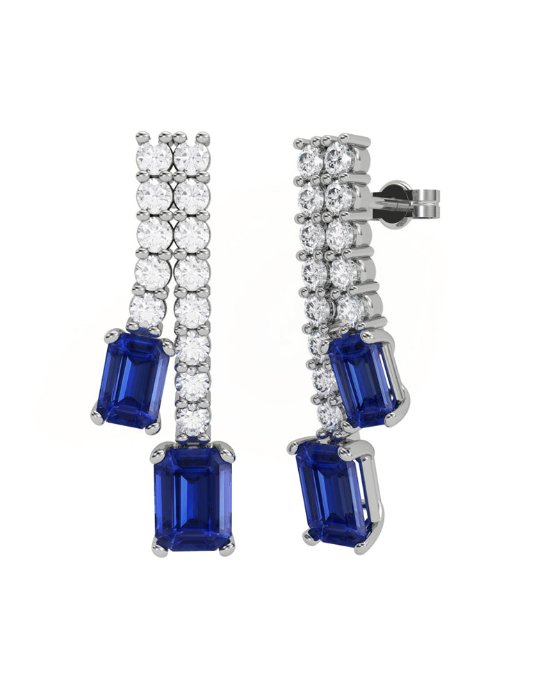 PENDIENTE ORO DIAMANTE 1,00 CT ZAFIRO OCTOGONAL - CRESBER