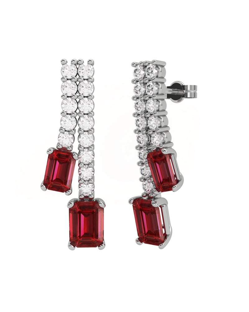 PENDIENTE ORO DIAMANTE 1,00 CT RUBI OCTOGONAL - CRESBER