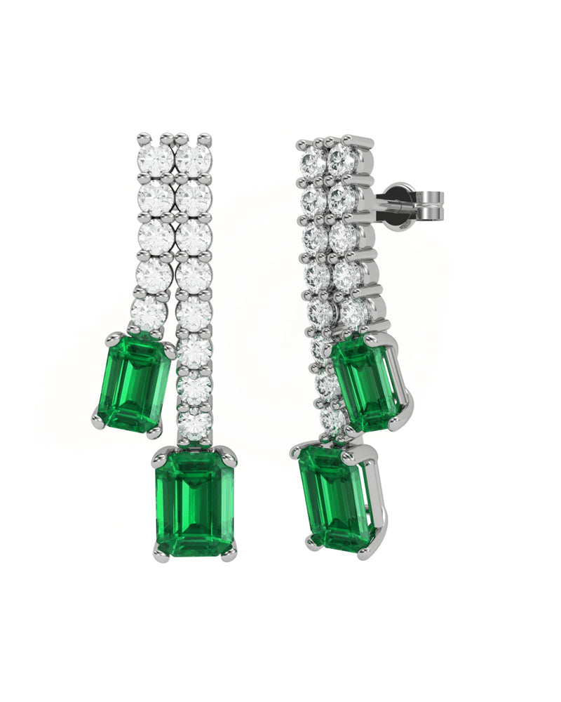 PENDIENTE ORO DIAMANTE 1,00 CT ESMERALDA OCTOGONAL - CRESBER