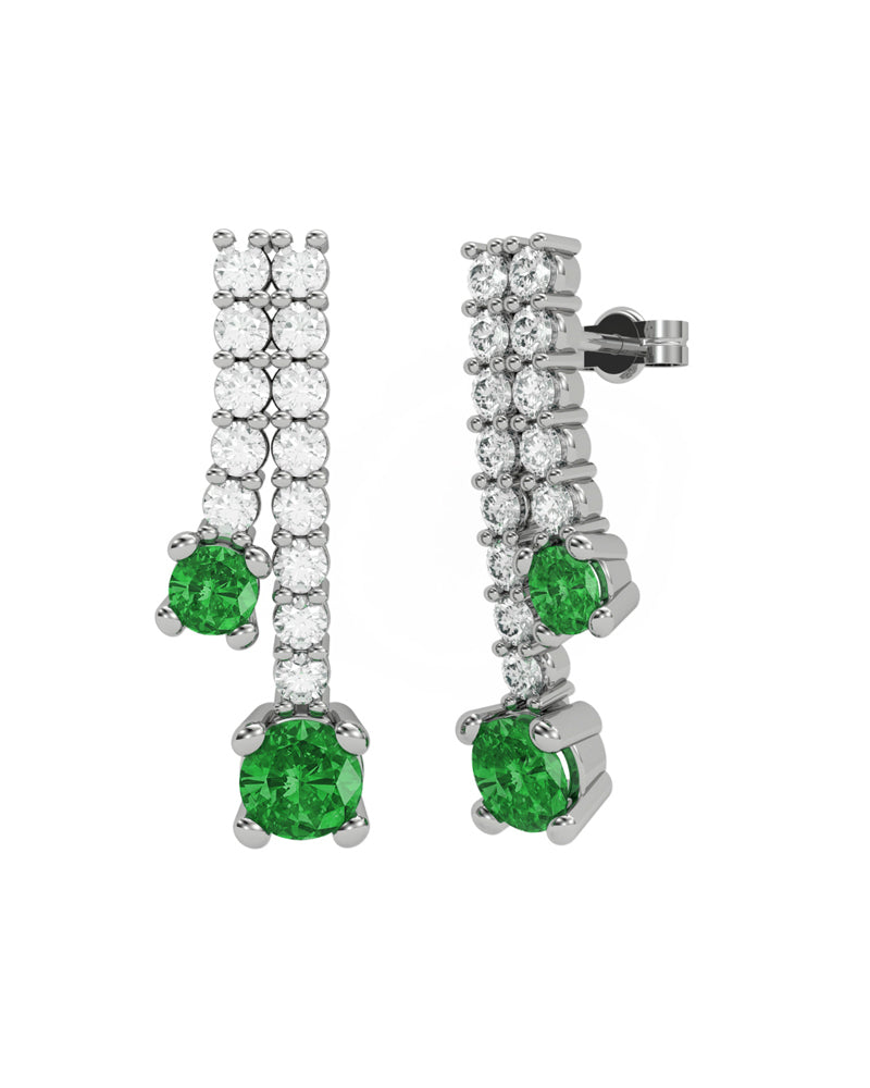 PENDIENTE ORO DIAMANTE 1,00 CT ESMERALDA REDONDA - CRESBER