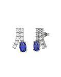 PENDIENTE ORO DIAMANTE 0,60 CT ZAFIRO OVAL 6X4 - CRESBER
