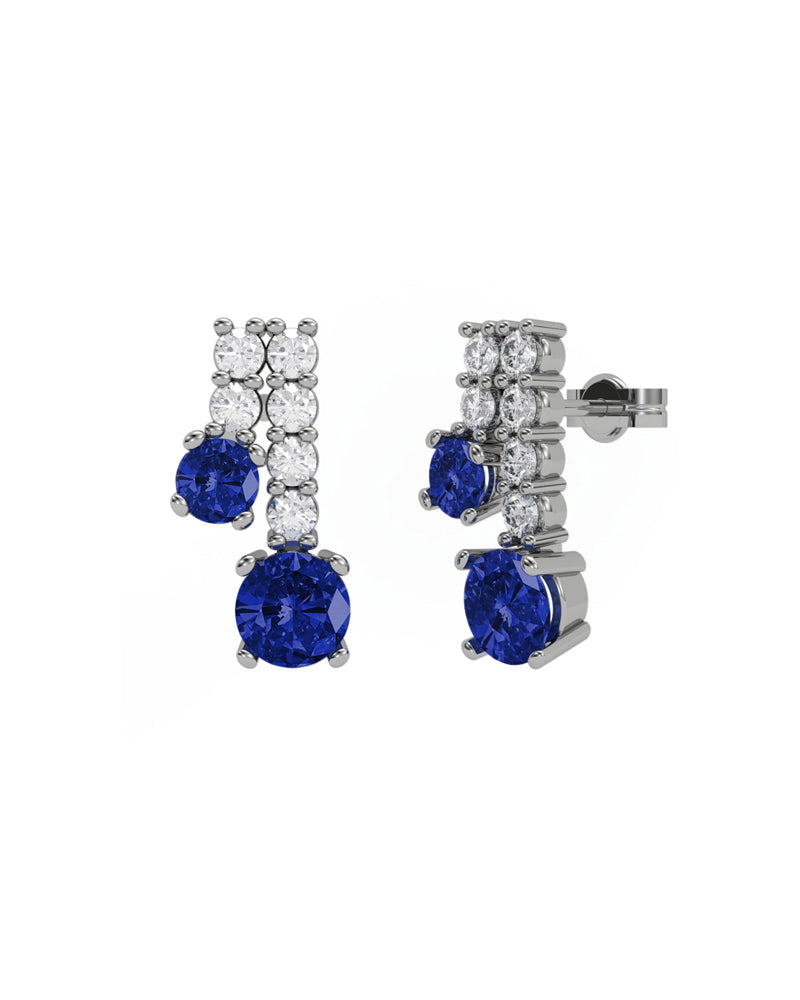 PENDIENTE ORO DIAMANTE 0,46 CT ZAFIRO REDONDO - CRESBER