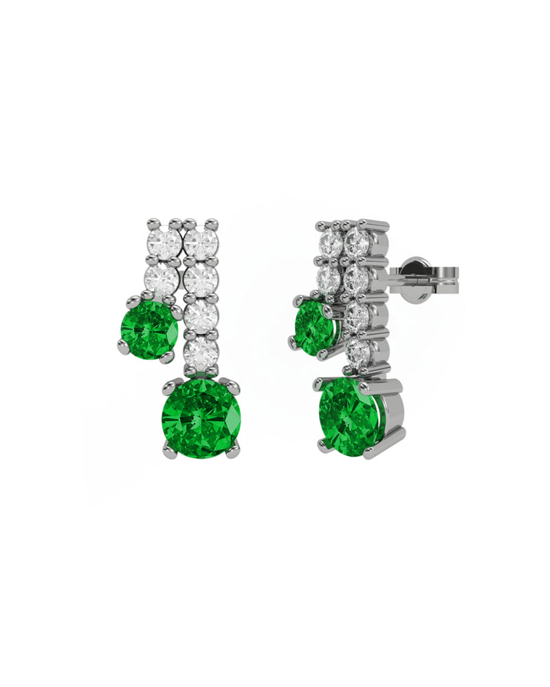 PENDIENTE ORO DIAMANTE 0,46 CT ESMERALDA REDONDA - CRESBER
