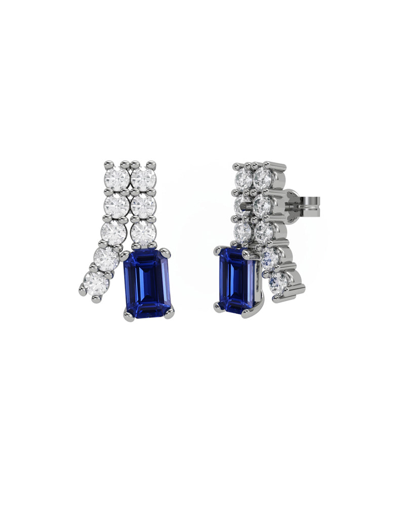 PENDIENTE ORO DIAMANTE 0,60 CT ZAFIRO OCTOG 6X4 - CRESBER