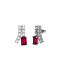 PENDIENTE ORO DIAMANTE 0,60 CT RUBI OCTOG 6X4 - CRESBER