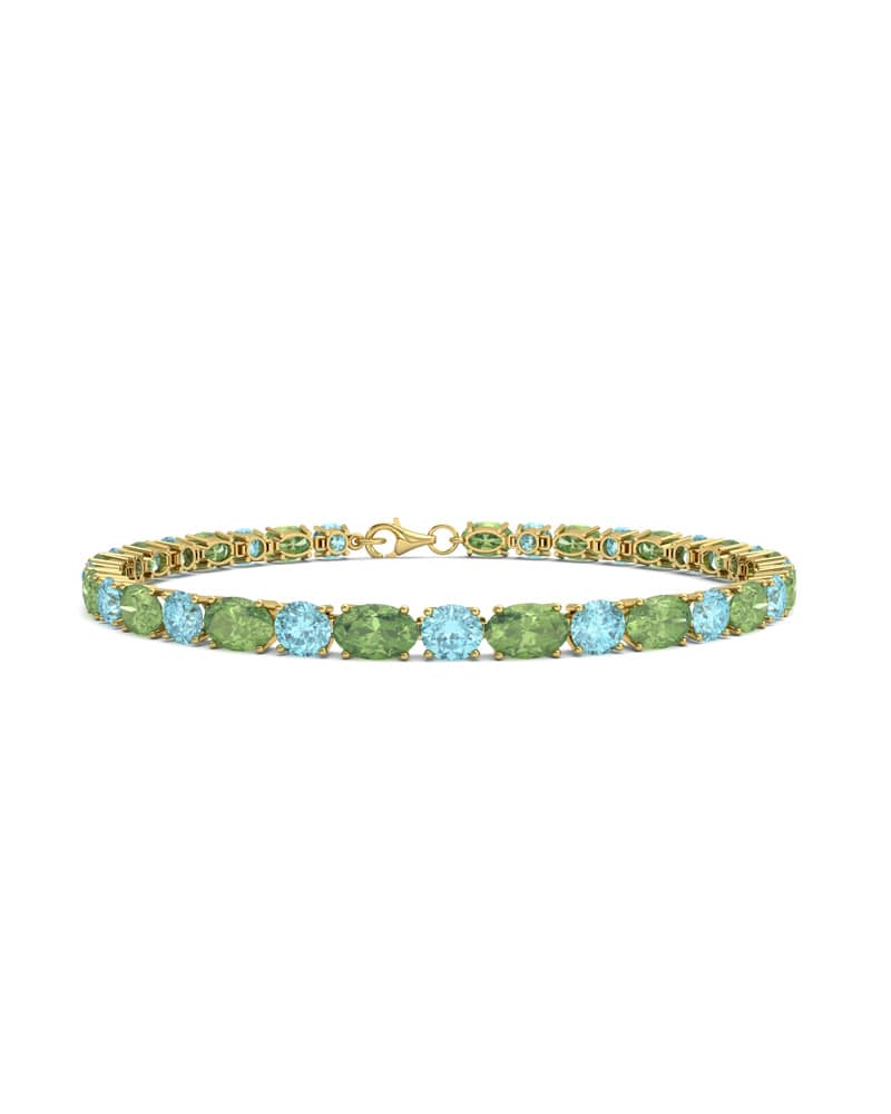 PULSERA FALLS ORO PERIDOTO Y TOPACIO AZUL - CRESBER
