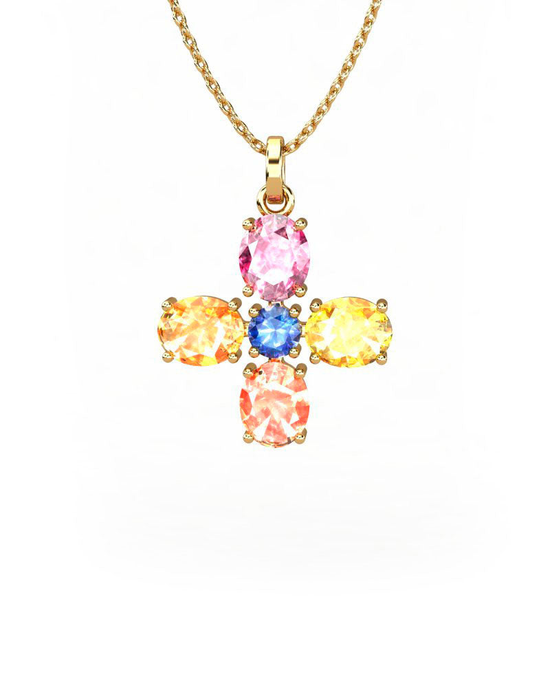 COLGANTE ORO ZAFIROS MULTICOLOR - CRESBER