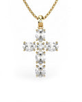 COLGANTE SPIRITUAL CRUZ DE DIAMANTE 0,01 CT Y TOPACIOS OVALES - CRESBER