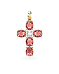 COLGANTE SPIRITUAL CRUZ DE DIAMANTE 0,12 CT Y RUBIES OVALES - CRESBER
