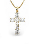 COLGANTE SPIRITUAL CRUZ DE DIAMANTE 0,01 CT Y TOPACIOS OVALES Y REDONDOS - CRESBER