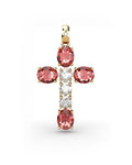 COLGANTE SPIRITUAL CRUZ DE DIAMANTE 0,34 CT Y RUBIES - CRESBER