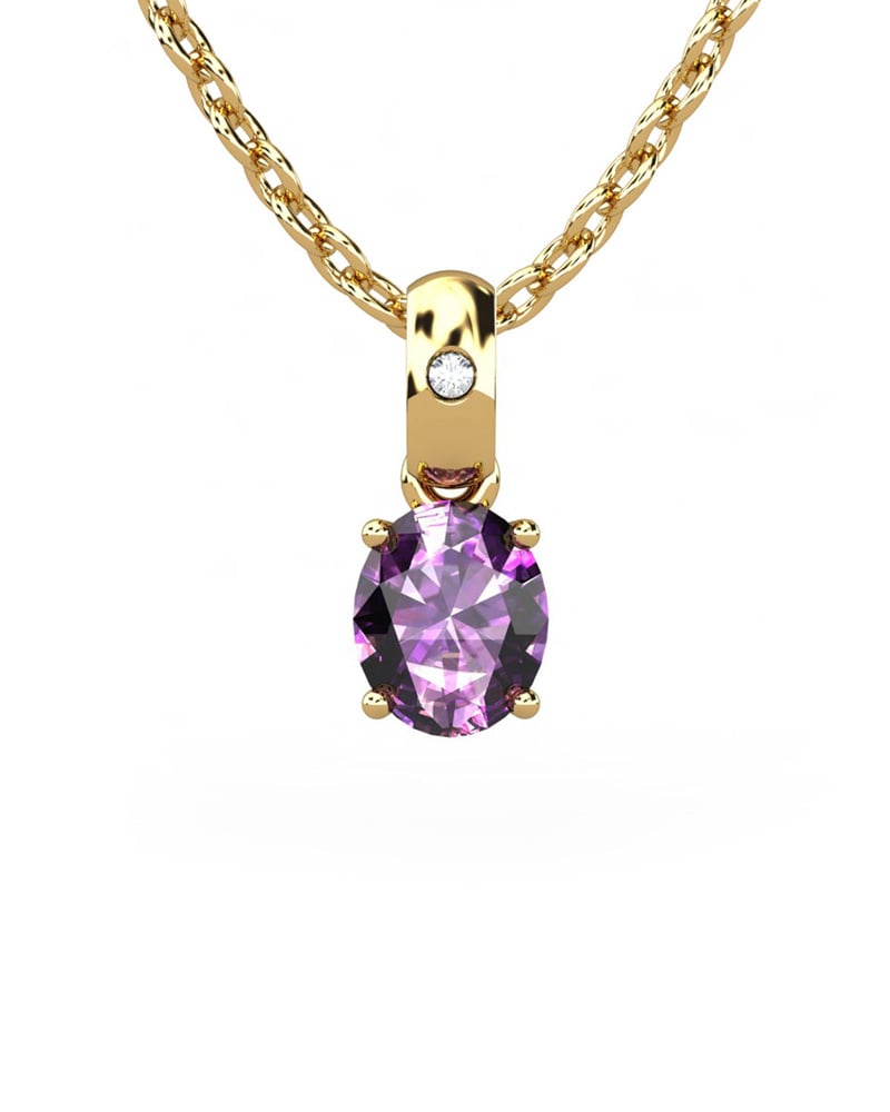 COLGANTE OSIRIS ORO Y DIAMANTE 0,01 CT AMATISTA 5X4MM - CRESBER