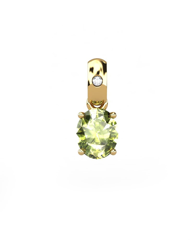 COLGANTE OSIRIS ORO Y DIAMANTE 0,01 CT PERIDOTO 5X4MM - CRESBER