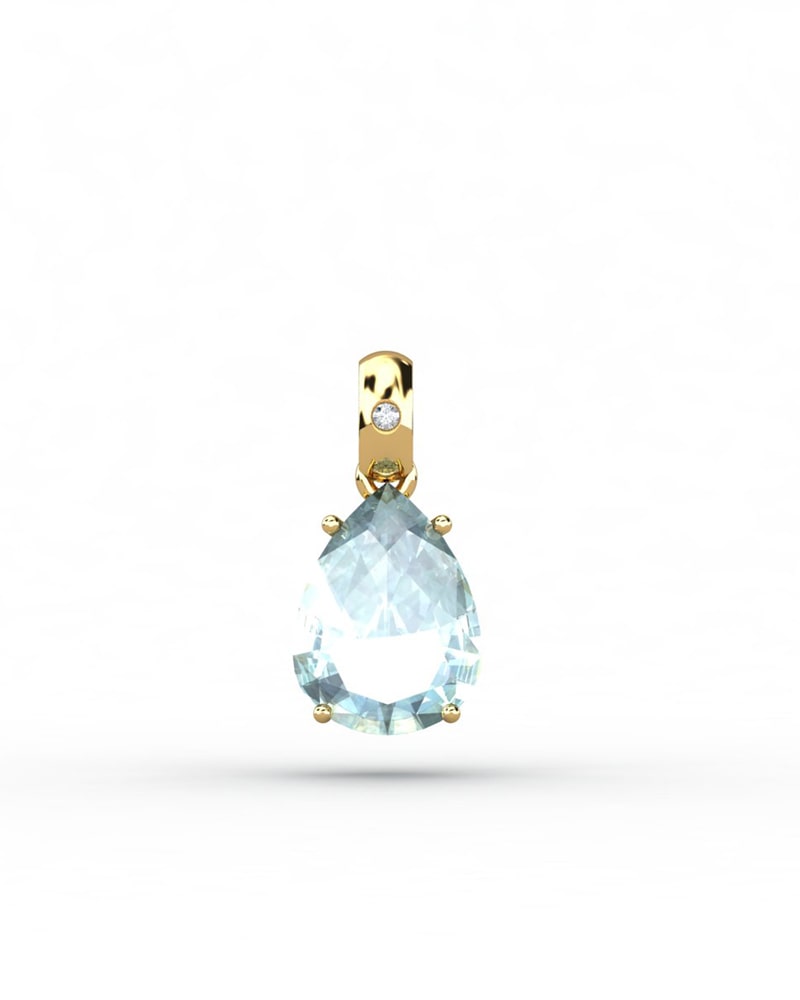 COLGANTE GAIA DE ORO Y DIAMANTES DE 0,01 CT CON PERA FACETADA DE  8X6MM - CRESBER