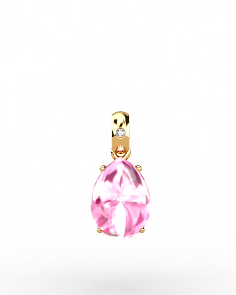 COLGANTE GAIA DE ORO Y DIAMANTES DE 0,01 CT CON PERA CABUJàN DE TURMALINA 8X6MM - CRESBER