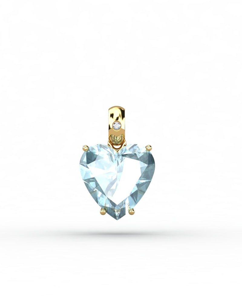 COLGANTE GAIA DE ORO Y DIAMANTES DE 0,01 CT CON CORAZàN FACETADO DE  8X8MM - CRESBER
