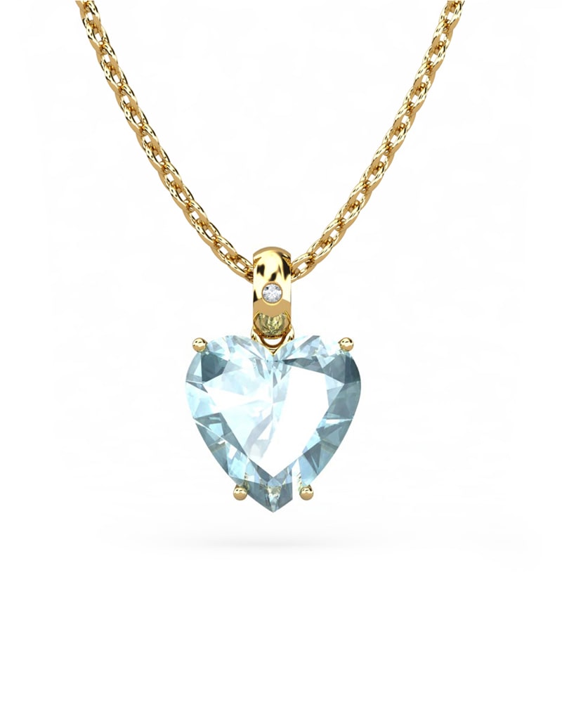 COLGANTE GAIA DE ORO Y DIAMANTES DE 0,01 CT CON CORAZàN FACETADO DE  8X8MM - CRESBER