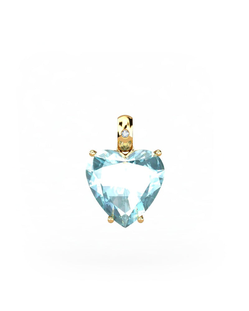 COLGANTE GAIA DE ORO Y DIAMANTES DE 0,01 CT CON CORAZàN FACETADO DE  9X9MM - CRESBER