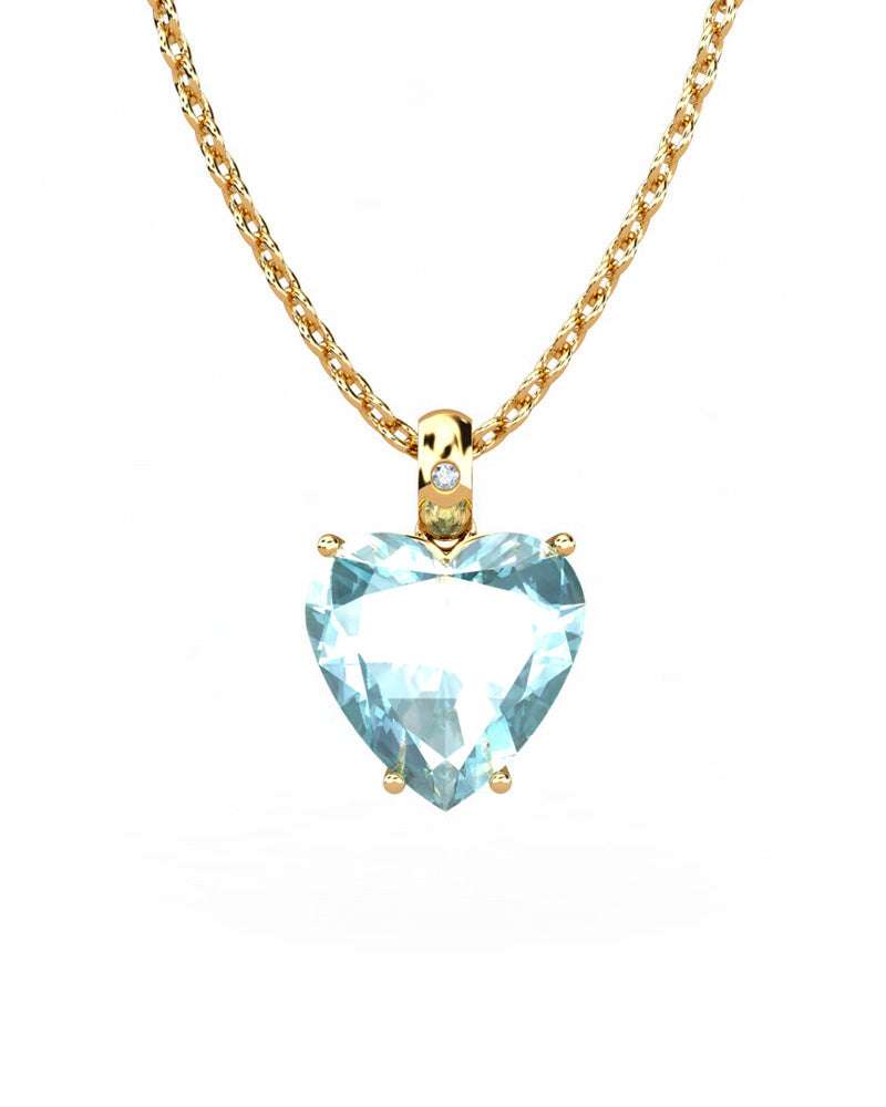 COLGANTE GAIA DE ORO Y DIAMANTES DE 0,01 CT CON CORAZàN FACETADO DE  9X9MM - CRESBER