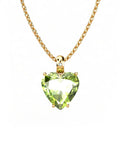 COLGANTE GAIA DE ORO Y DIAMANTES DE 0,01 CT CON CORAZàN FACETADO DE OLIVINA 9X9MM - CRESBER