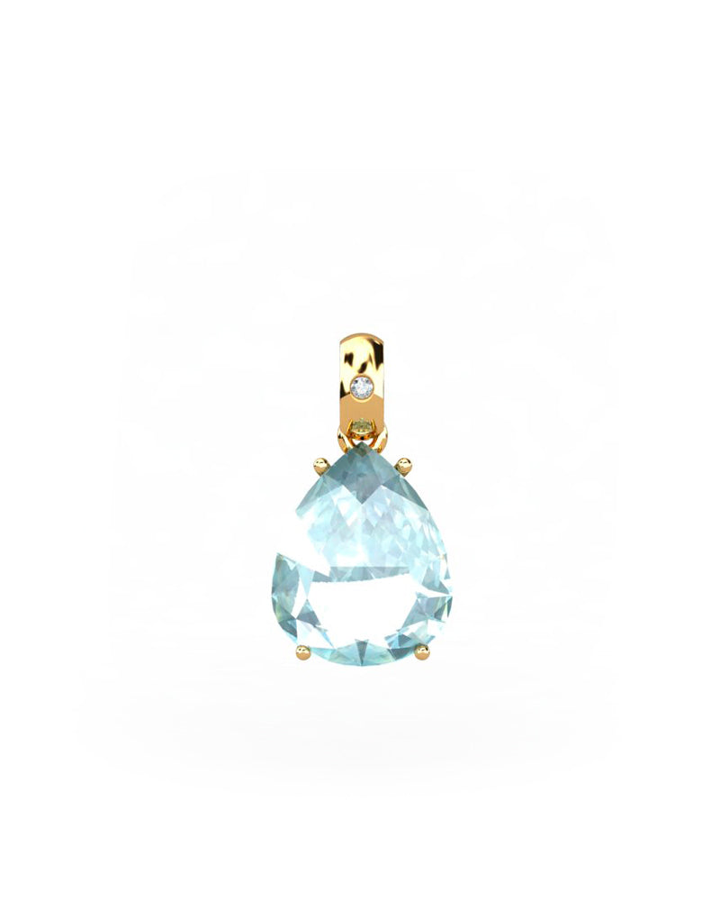 COLGANTE GAIA DE ORO Y DIAMANTES DE 0,01 CT CON PERA FACETADA DE  9X7MM - CRESBER