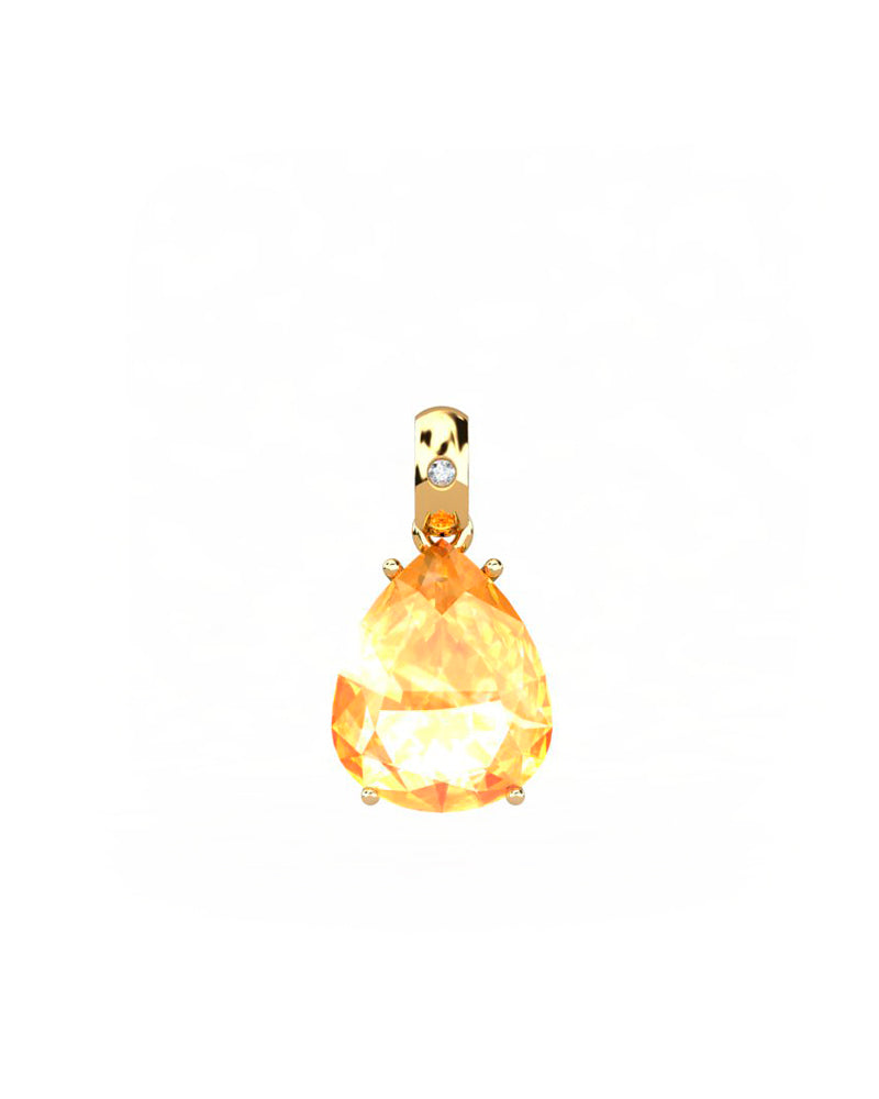 COLGANTE GAIA DE ORO Y DIAMANTES DE 0,01 CT CON PERA FACETADA DE CITRINO 9X7MM - CRESBER
