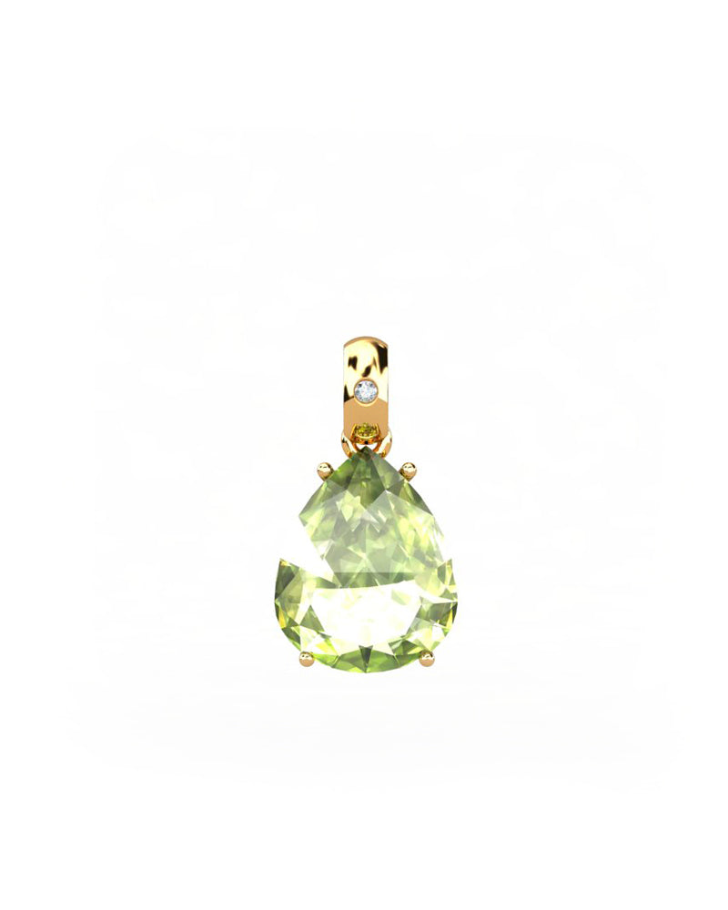 COLGANTE GAIA DE ORO Y DIAMANTES DE 0,01 CT CON PERA FACETADA DE OLIVINA 9X7MM - CRESBER