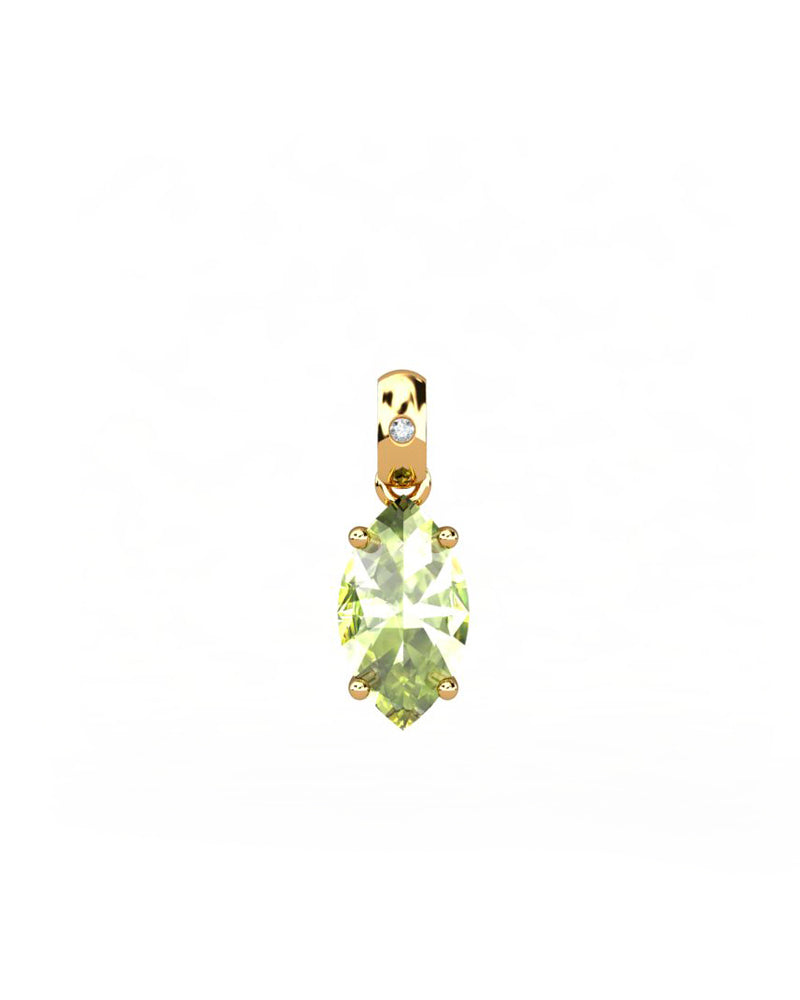 COLGANTE GAIA DE ORO Y DIAMANTES DE 0,01 CT CON MARQUISE FACETADO DE OLIVINA 8X4MM - CRESBER