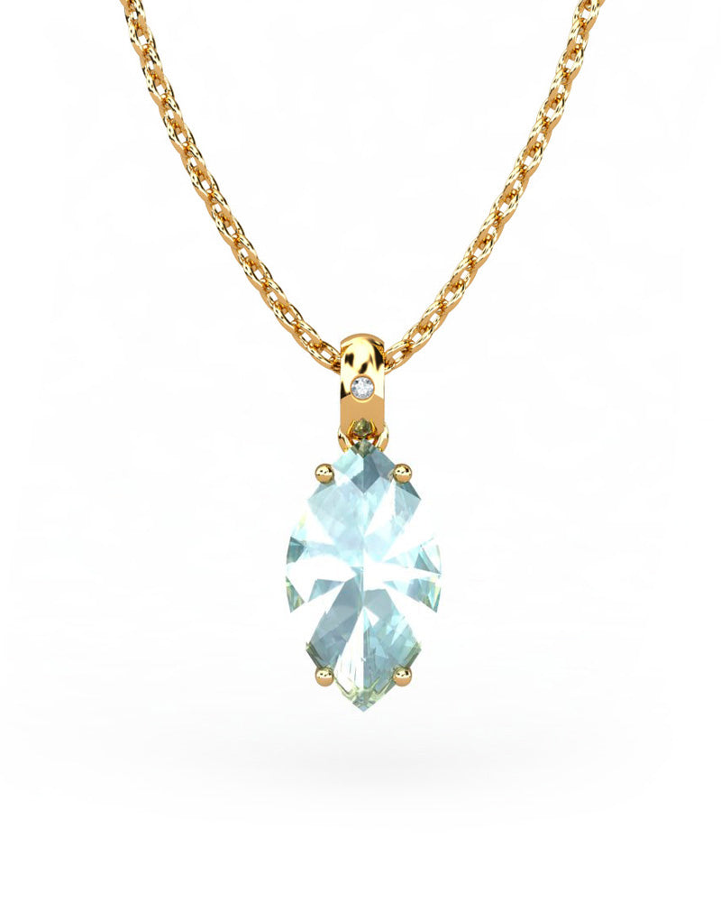 COLGANTE GAIA DE ORO Y DIAMANTES DE 0,01 CT CON MARQUISE FACETADO DE  10X5MM - CRESBER