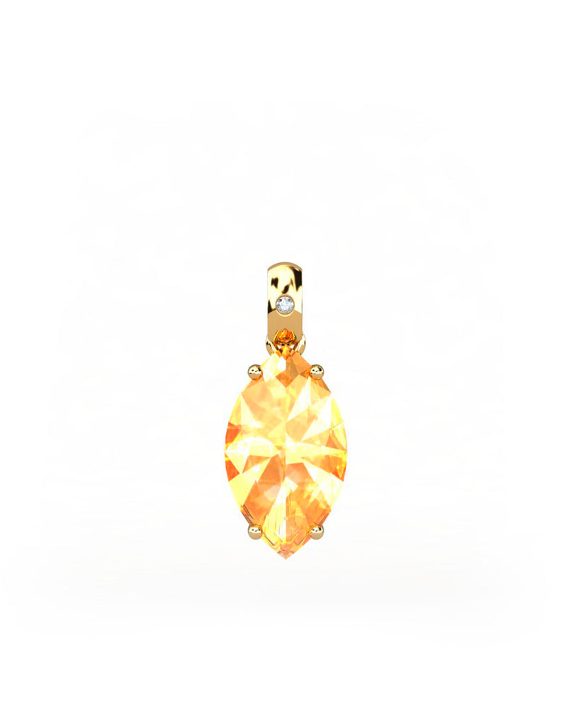 COLGANTE GAIA DE ORO Y DIAMANTES DE 0,01 CT CON MARQUISE FACETADO DE CITRINO 10X5MM - CRESBER