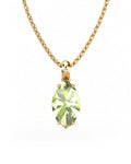 COLGANTE GAIA DE ORO Y DIAMANTES DE 0,01 CT CON MARQUISE FACETADO DE OLIVINA 10X5MM - CRESBER