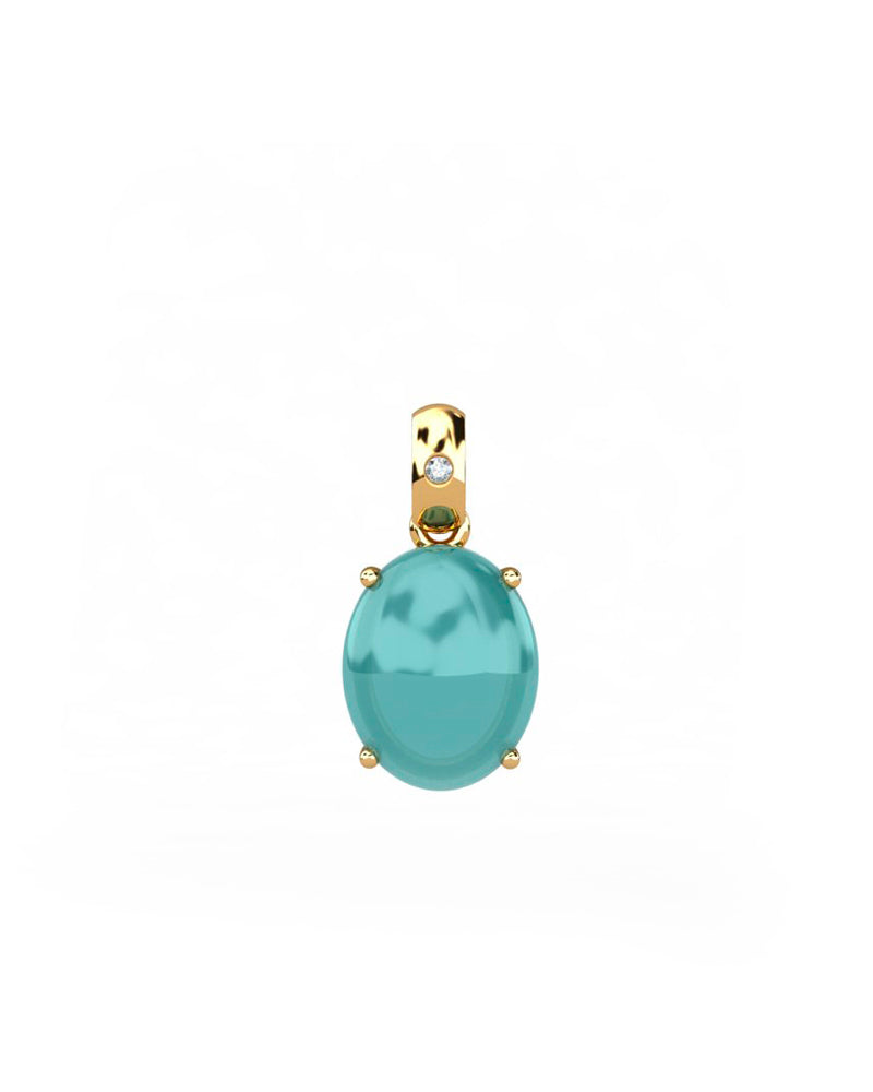 COLGANTE GAIA DE ORO Y DIAMANTES DE 0,01 CT CON OVAL CABUJàN  8X6MM - CRESBER
