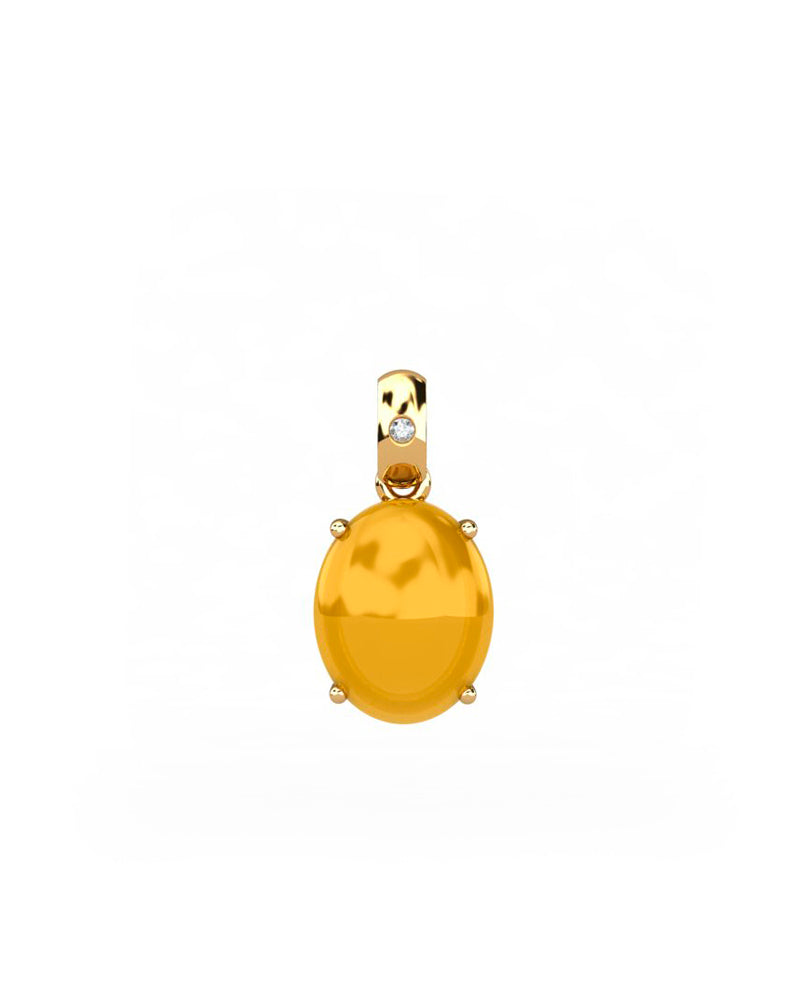 COLGANTE GAIA DE ORO Y DIAMANTES DE 0,01 CT CON OVAL CABUJàN CITRINO 8X6MM - CRESBER