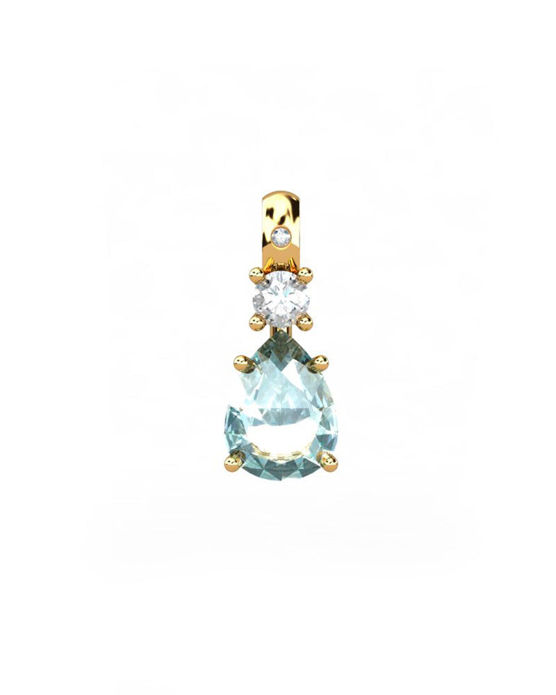 COLGANTE GAIA DE ORO GAIA CON DIAMANTE DE 0,01 CT Y TOPACIO CON PERA  8X6MM - CRESBER