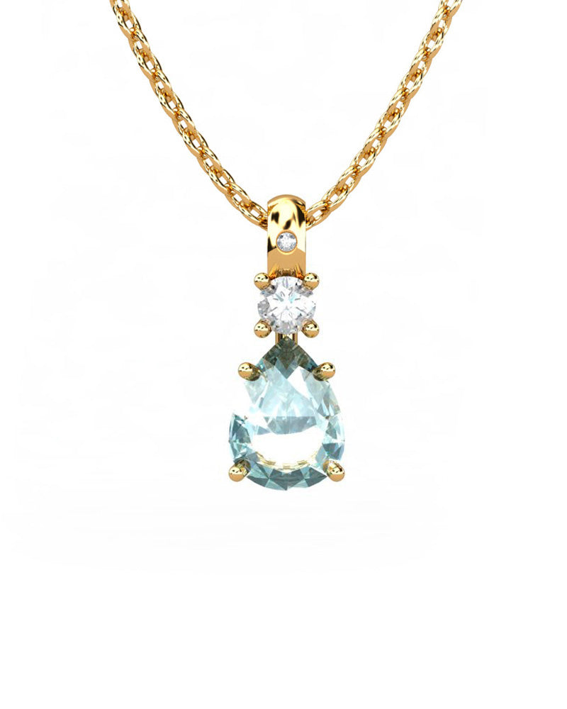 COLGANTE GAIA DE ORO GAIA CON DIAMANTE DE 0,01 CT Y TOPACIO CON PERA  8X6MM - CRESBER
