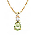 COLGANTE GAIA DE ORO GAIA CON DIAMANTE DE 0,01 CT Y TOPACIO CON PERA OLIVINA 8X6MM - CRESBER