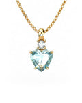 COLGANTE GAIA DE ORO GAIA CON DIAMANTE DE 0,01 CT Y TOPACIO CON CORAZON  8X8MM - CRESBER