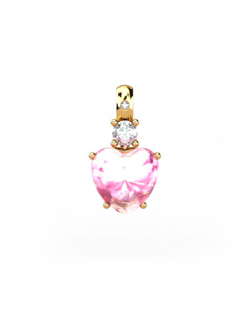 COLGANTE GAIA DE ORO GAIA CON DIAMANTE DE 0,01 CT Y TOPACIO CON CORAZON CABUJàN TURMALINA 8X8MM - CRESBER