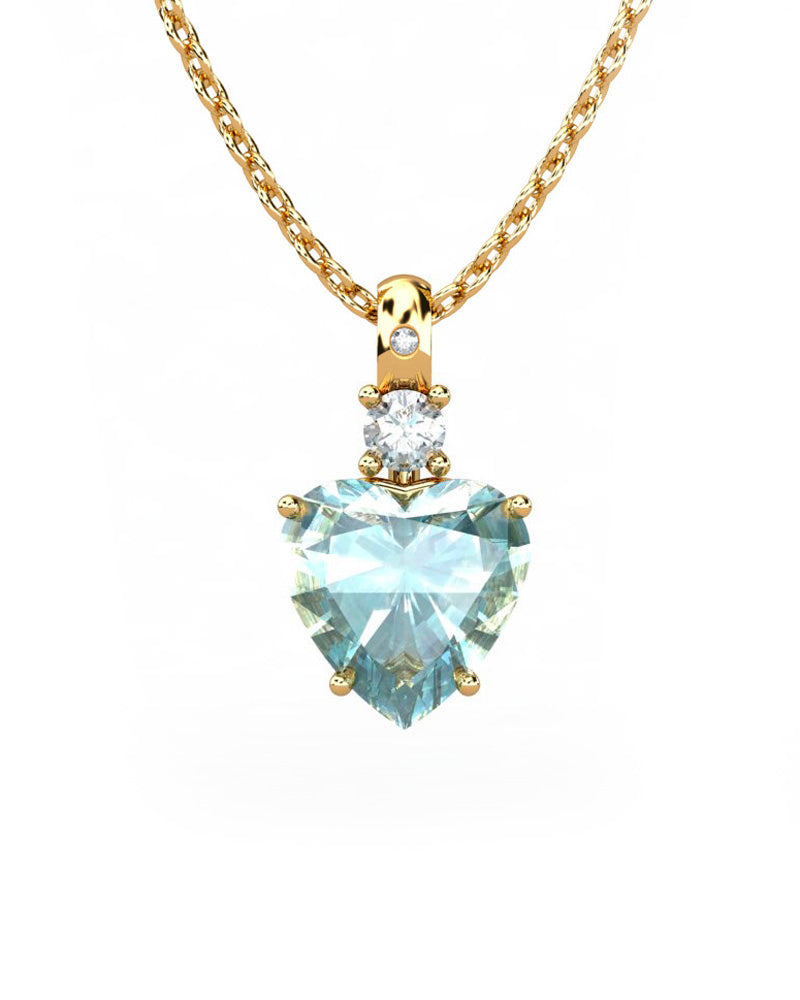COLGANTE GAIA DE ORO GAIA CON DIAMANTE DE 0,01 CT Y TOPACIO CON CORAZON  9X9MM - CRESBER
