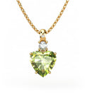 COLGANTE GAIA DE ORO GAIA CON DIAMANTE DE 0,01 CT Y TOPACIO CON CORAZON OLIVINA 9X9MM - CRESBER