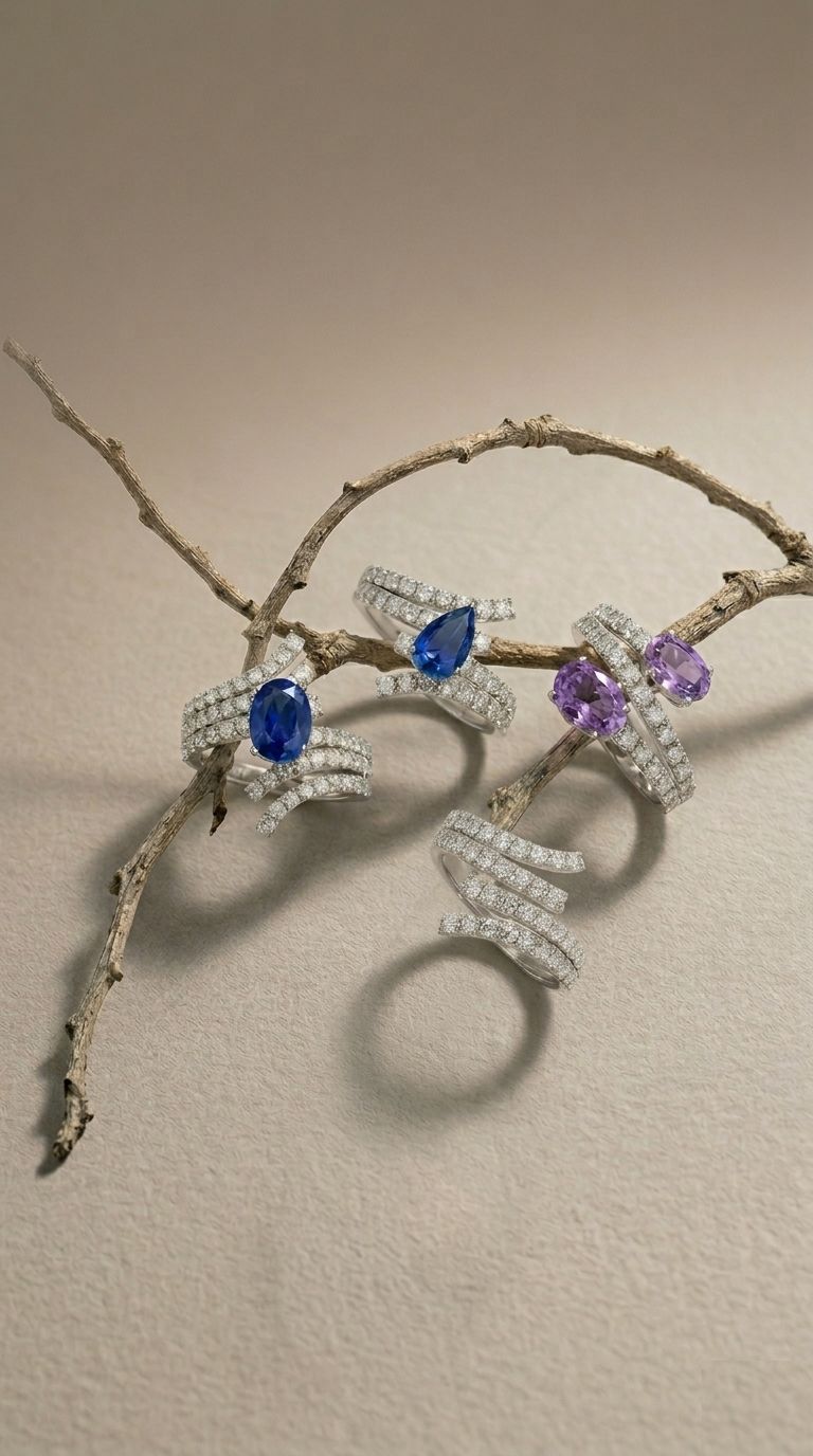 Colección branches piezas de diamantes y piedras de color