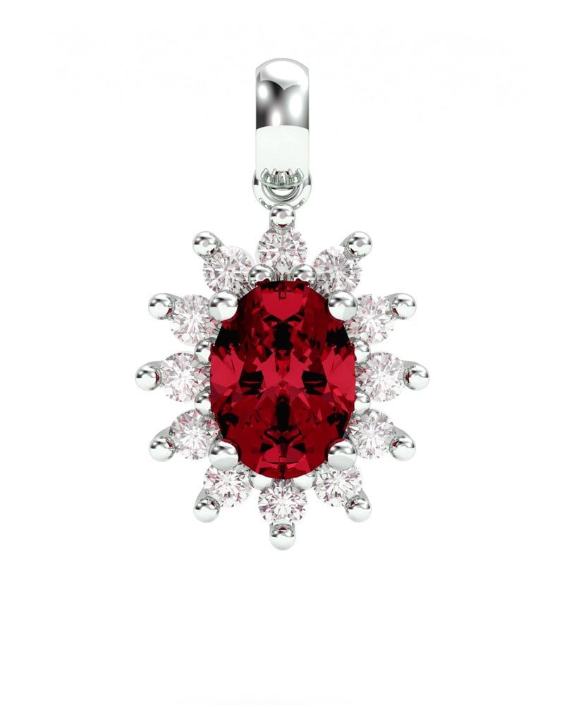 COLGANTE DIANA ORO DIAMANTES 0.32 CT RUBI 7X5MM - CRESBER