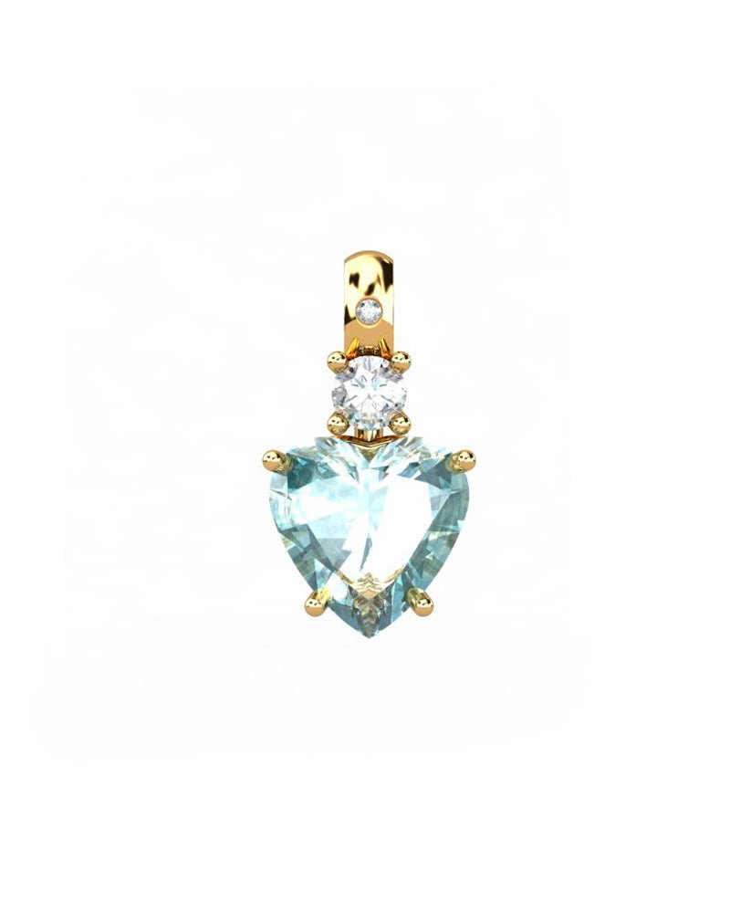 COLGANTE GAIA DE ORO GAIA CON DIAMANTE DE 0,01 CT Y TOPACIO CON CORAZON 8X8MM - CRESBER