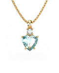COLGANTE GAIA DE ORO GAIA CON DIAMANTE DE 0,01 CT Y TOPACIO CON CORAZON 8X8MM - CRESBER