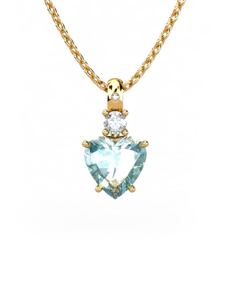 COLGANTE GAIA DE ORO GAIA CON DIAMANTE DE 0,01 CT Y TOPACIO CON CORAZON 8X8MM - CRESBER