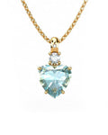 COLGANTE GAIA DE ORO GAIA CON DIAMANTE DE 0,01 CT Y TOPACIO CON CORAZON 9X9MM - CRESBER