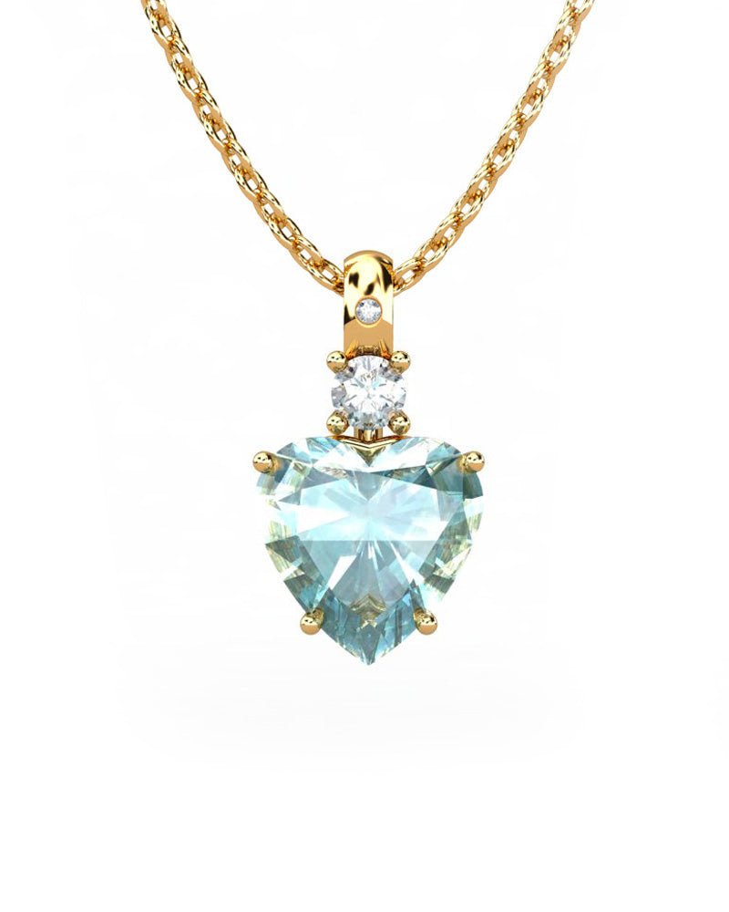 COLGANTE GAIA DE ORO GAIA CON DIAMANTE DE 0,01 CT Y TOPACIO CON CORAZON 9X9MM - CRESBER