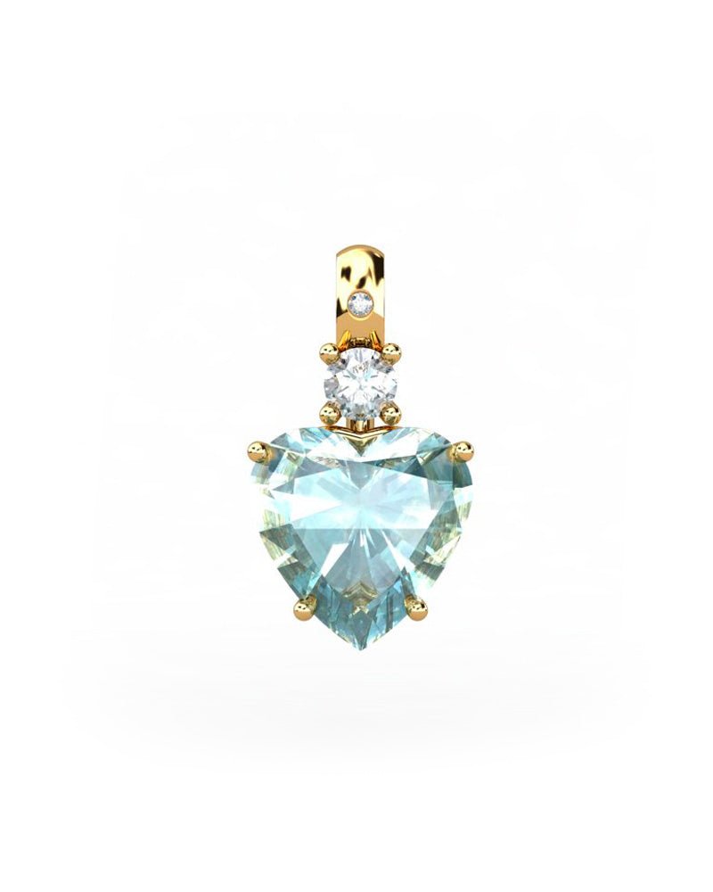 COLGANTE GAIA DE ORO GAIA CON DIAMANTE DE 0,01 CT Y TOPACIO CON CORAZON 9X9MM - CRESBER